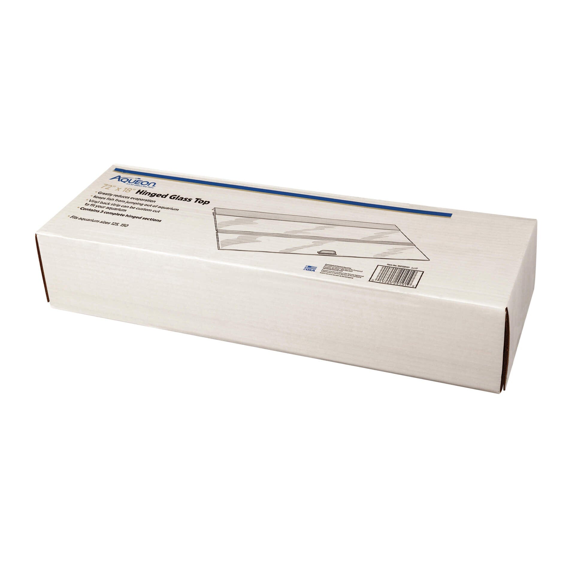 Aqueon Hinged Glass Tops Standard 1-piece - 72 X 18 in (125gal & 150gal)