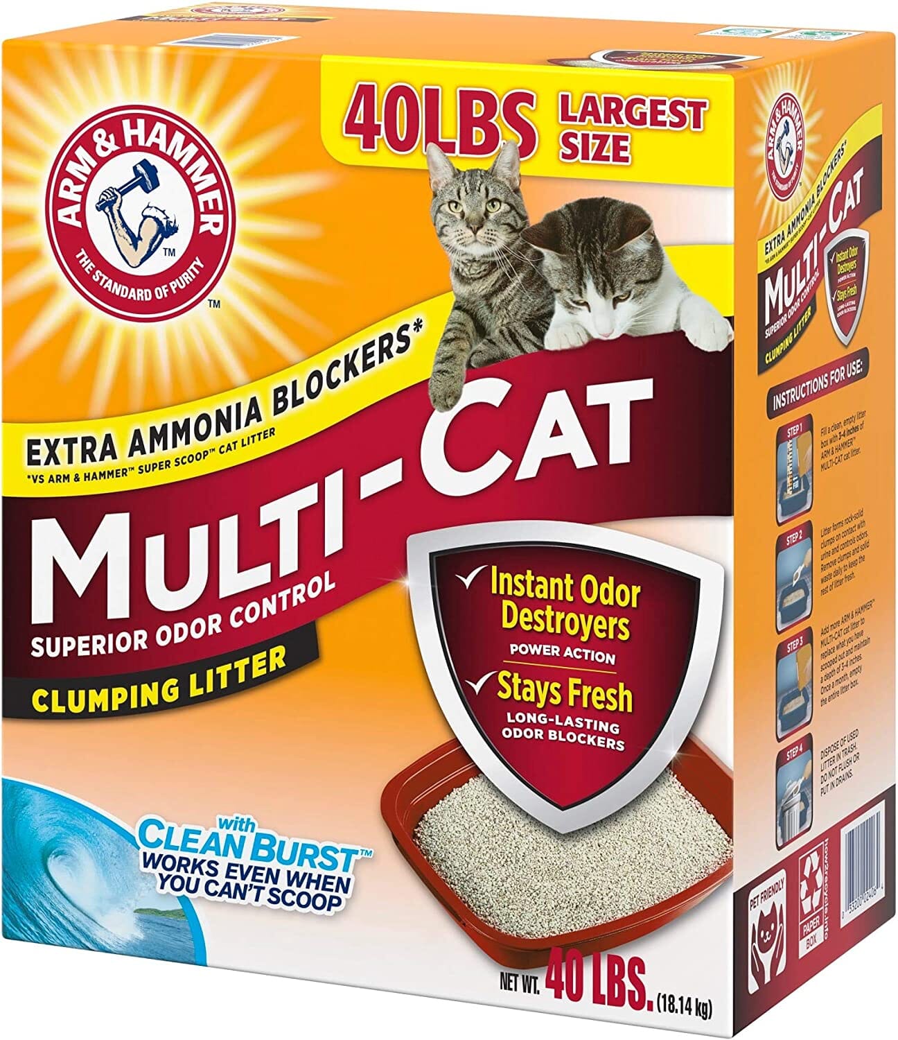 Arm & Hammer Multi-Cat Clumping Cat Litter - Fresh Scent - 40 Lbs