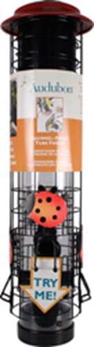 Audubon Ladybug Squirrel-Resistant Tube Tubed Wild Bird Feeder - Black and Red - 2.5 Lbs Cap