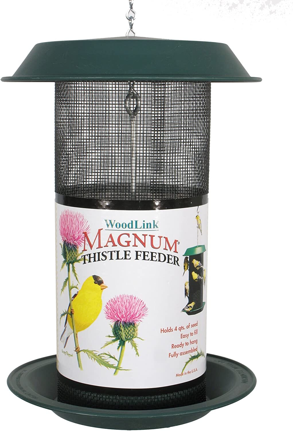 Audubon Magnum Plastic Thistle Screen Wild Bird Feeder - Green - 5 Lbs Cap