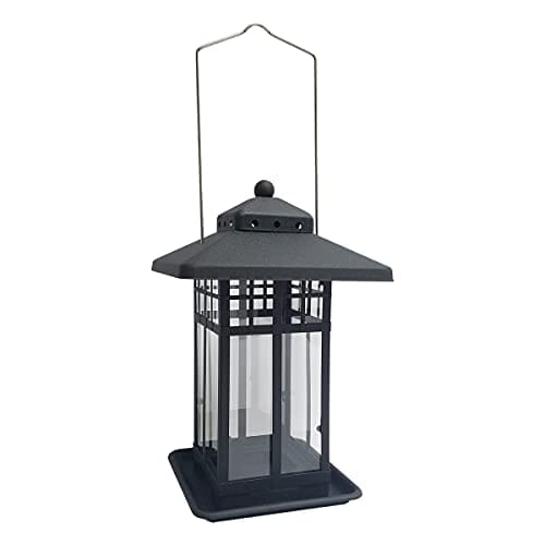 Audubon Mission Metal Lantern Seed Feeder Wild Bird Feeder - Black - 2 Lbs Cap