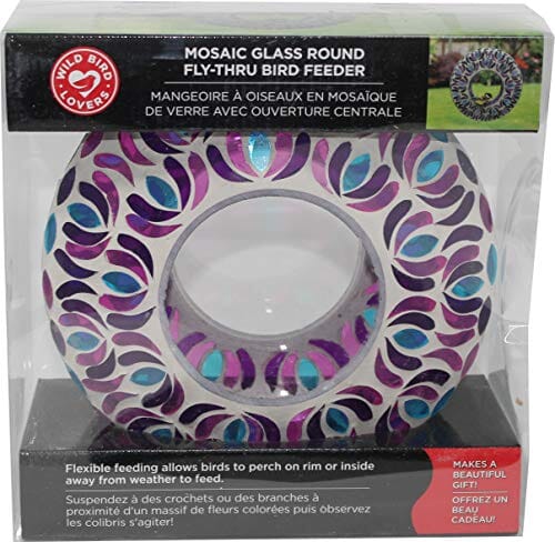 Audubon Mosaic Glass Round Fly Through Wild Bird Feeder - .5 Lbs Cap