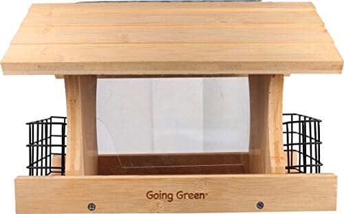 Audubon Premium Bamboo Ranch with Suet Cages Wooden Hopper Wild Bird Feeder - Natural - 4 Lbs Cap