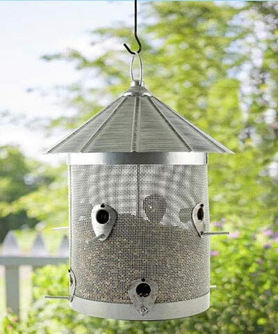 Audubon Rustic Farmhouse Galvanized Silo Combo Wild Bird Feeder - Nickel - 10 Lbs Cap