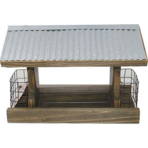Audubon Rustic Farmhouse Ranch Feeder with Suet Cages Wooden Hopper Wild Bird Feeder - Natural - 4 Lbs Cap