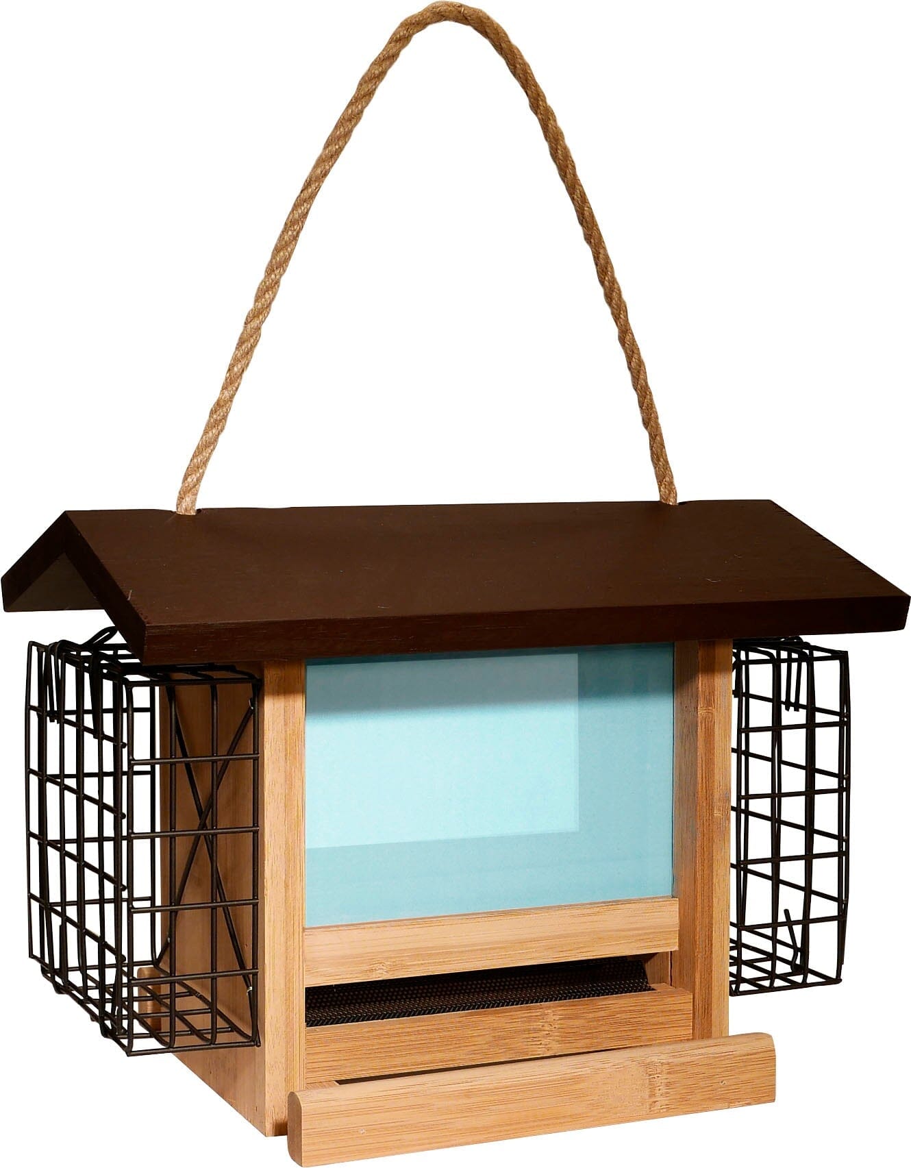 Audubon Ultimate Renewable Bamboo Ranch with Suet Wooden Hopper Wild Bird Feeder - Tan and Brown - 2.5 Lbs Cap