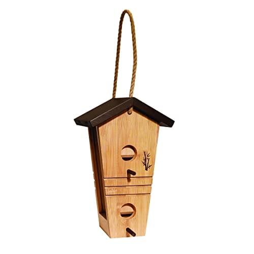 Audubon Ultimate Renewable Bamboo Tall Wooden Hopper Wild Bird Feeder - Tan and Brown - 1.5 Lbs Cap