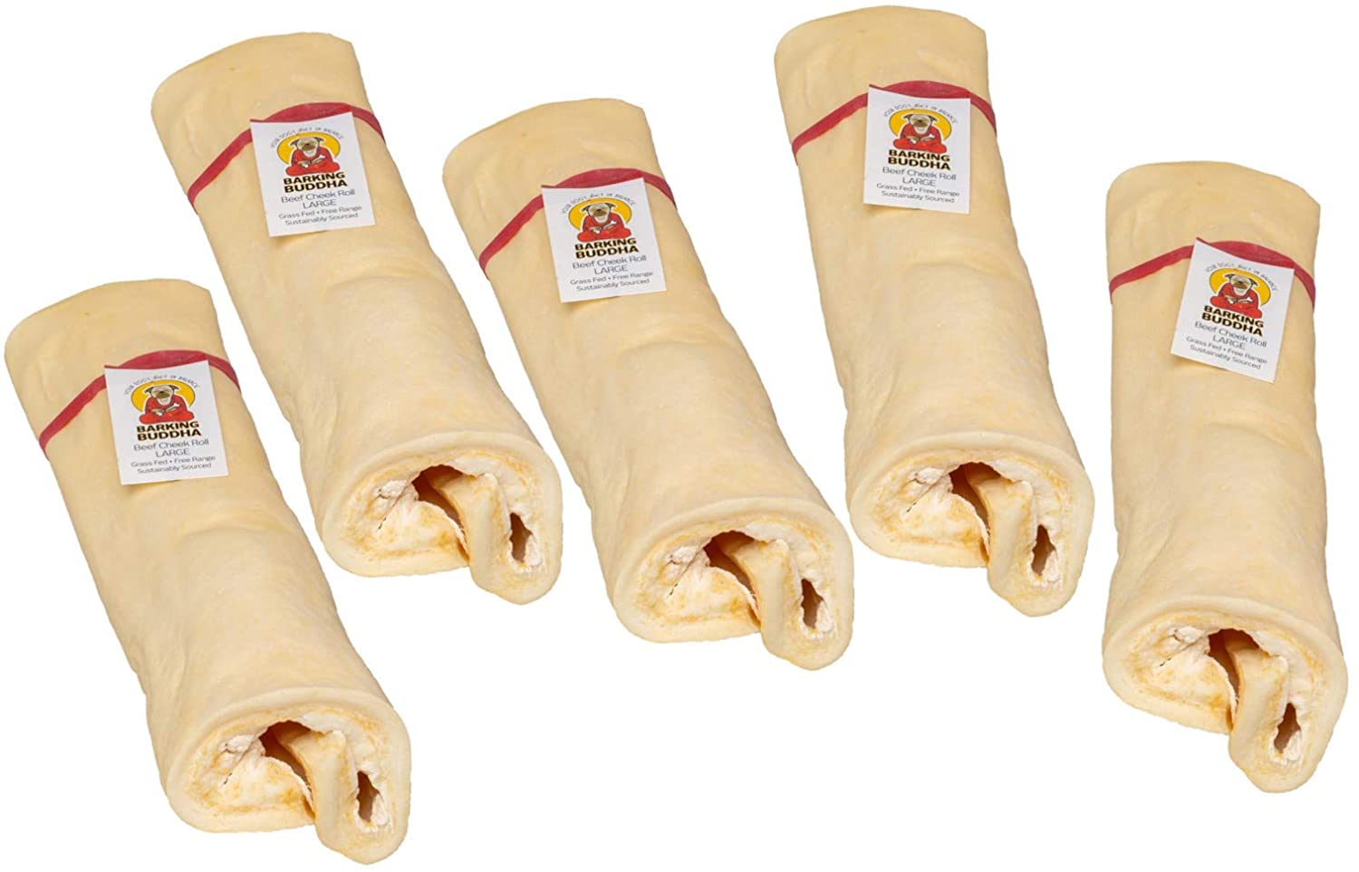 Barking Buddha Large Beef Cheek Roll E-Tag Natural Dog Chews - 12 Count