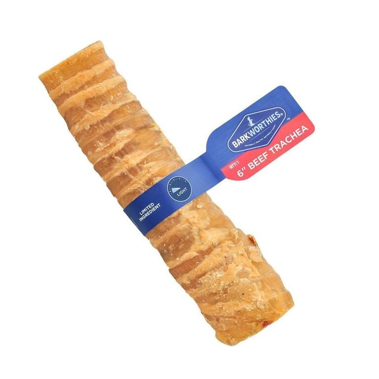 Barkworthies Beef Trachea Dog Chew Treat - 6" - 12 ct Case - Case of 1