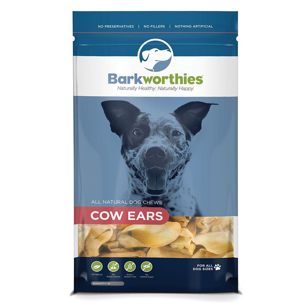 Barkworthies Cow Ears Dog Chew Treat - 10 ct Bag