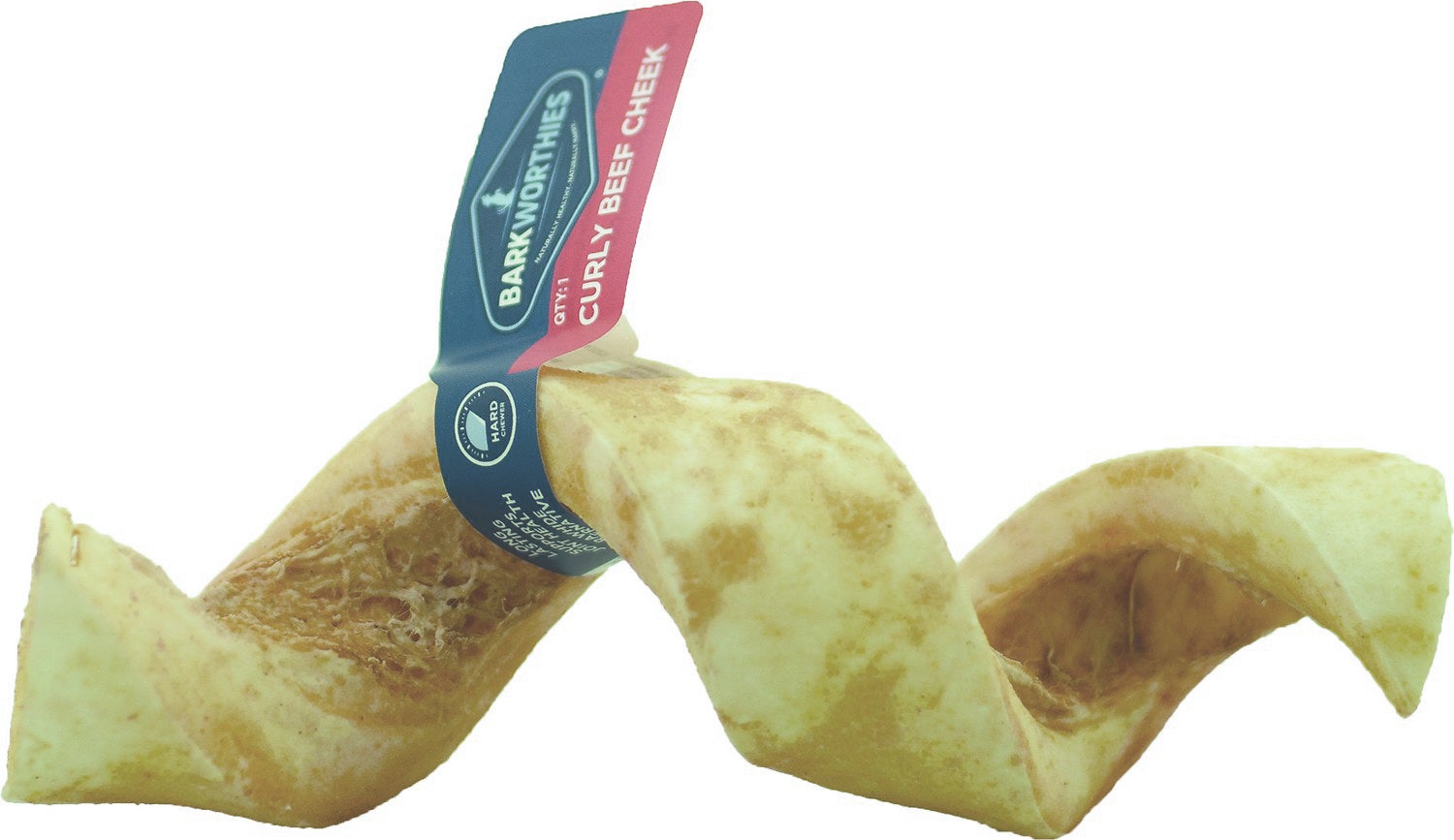 Barkworthies Curly Beef Cheek Dog Bone - 6 ct Case - Case of 1