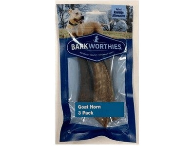 Barkworthies Goat Horn Dog Chew Treat - 3 pack