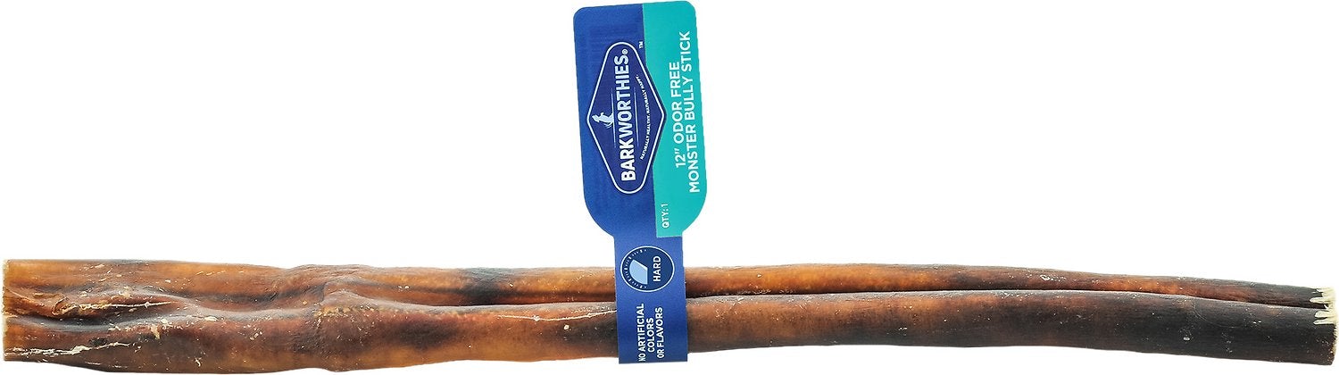 Barkworthies Premium Odor Free Dog Bully Sticks - 12" Monster - 18 ct Case - Case of 1