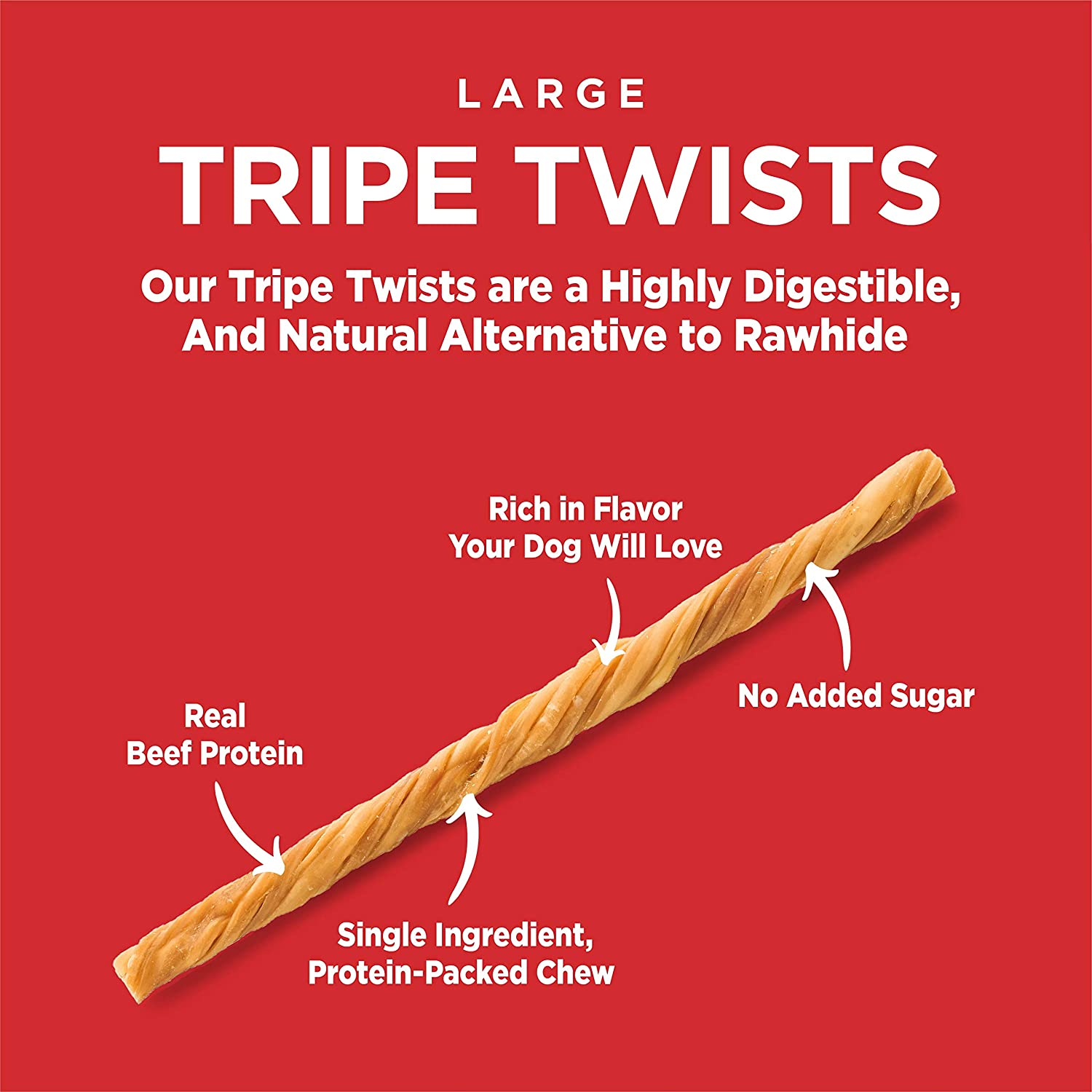 Barkworthies Tripe Twist Large 1lb Natural Dog Chews -