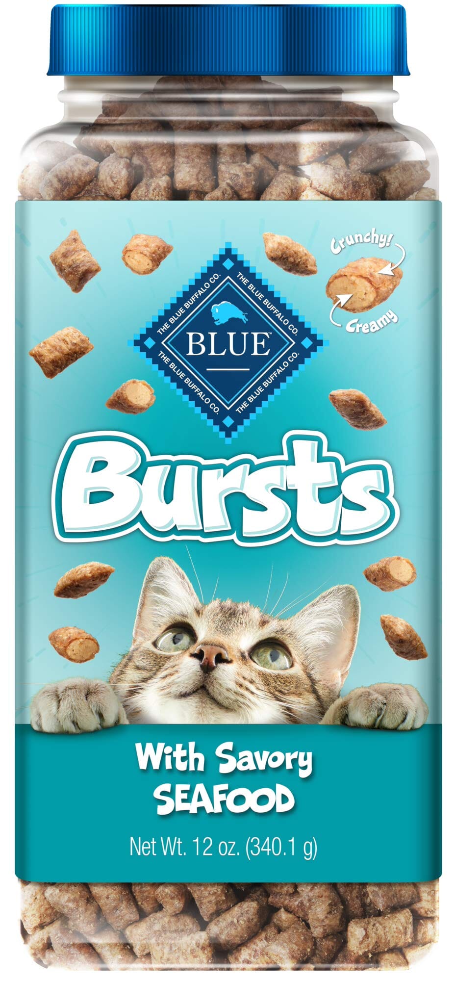 Blue Buffalo Bursts Crunchy and Creamy Seafood Crunchy Cat Treats- 12 Oz  