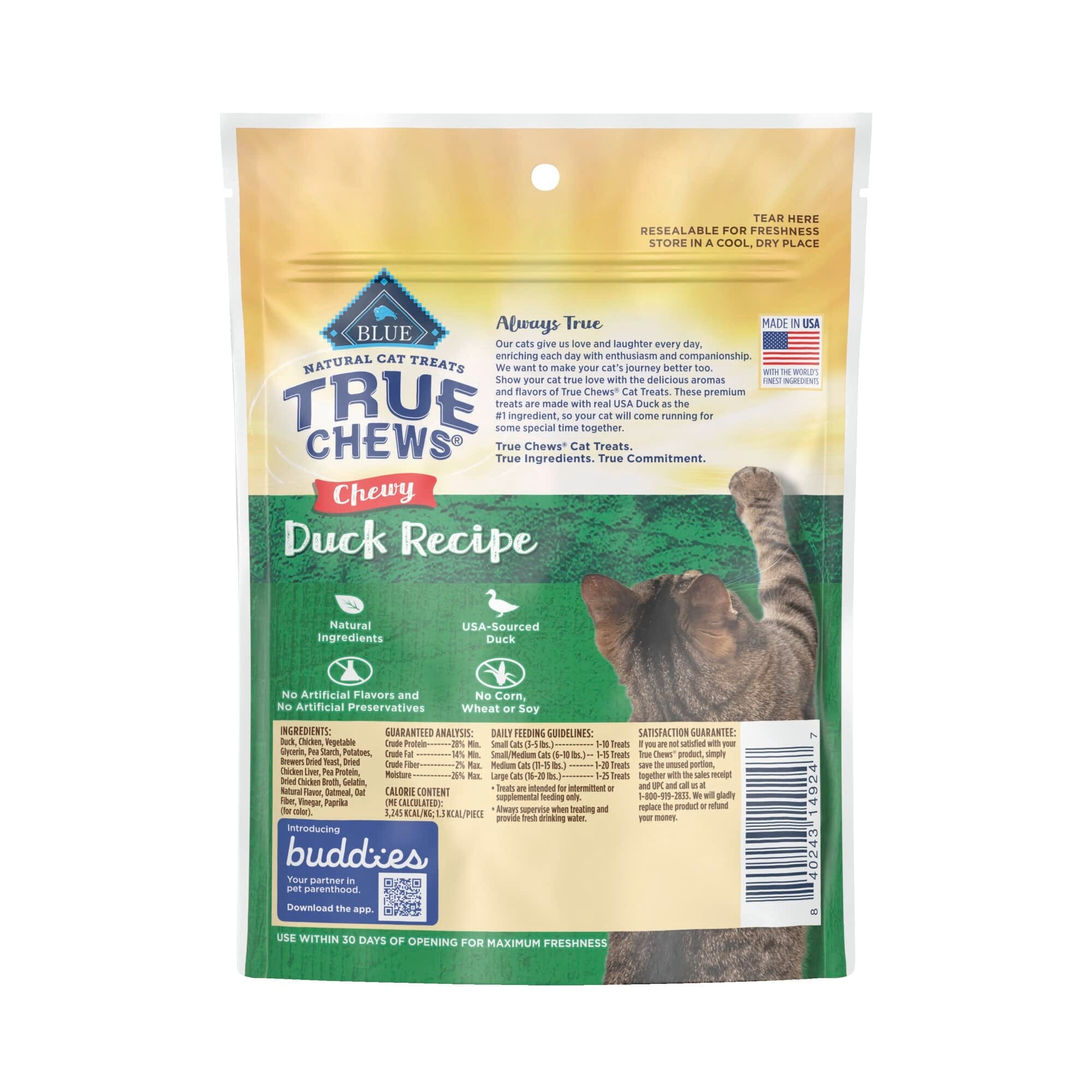 Blue Buffalo True Chews Natural Duck Chewy Cat Treats - 3 Oz