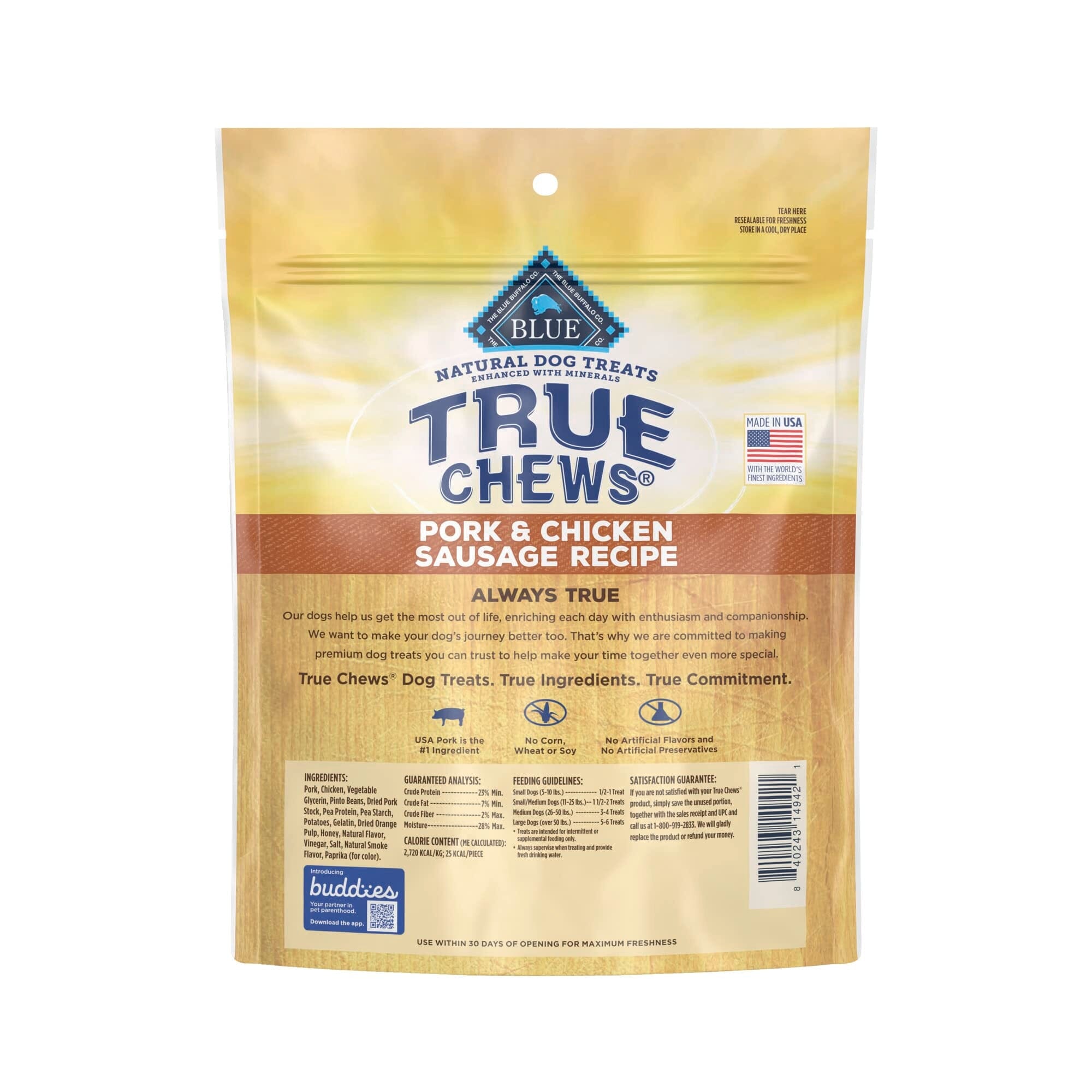 Blue Buffalo True Chews Premium Pork Chicken and Sausage Natural Dog Treats - 14 Oz