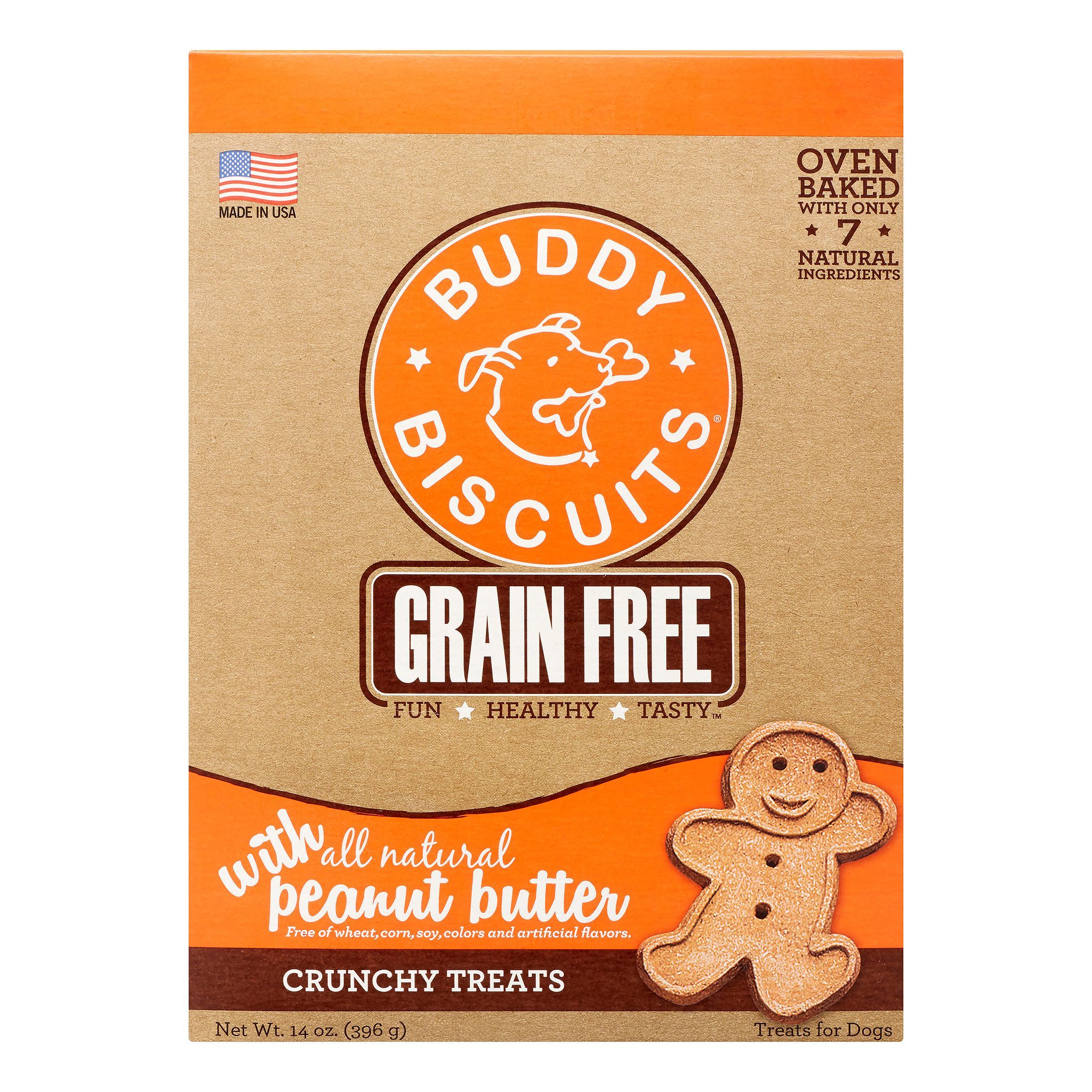 Buddy Biscuits Grain-Free Homestyle Peanut Butter Baked Dog Treats - 14 oz Bag