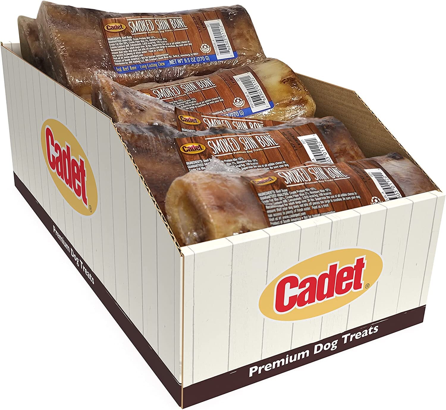 Cadet Gourmet Natural Shin Bone Natural Dog Chews - 6 - 7 In - 12 Pack