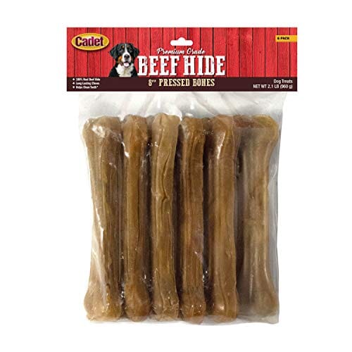 Cadet Gourmet Pressed Rawhide Bones Natural Dog Chews - 8 In - 6 Pack
