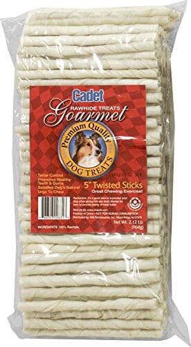 Cadet Gourmet Twisted Rawhide Sticks Natural Dog Chews - Natural - 5 In - 2.12 Lbs