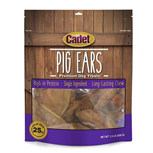 Cadet Oven Roasted Pig Ears Value Pack Natural Dog Chews - 25 Pack