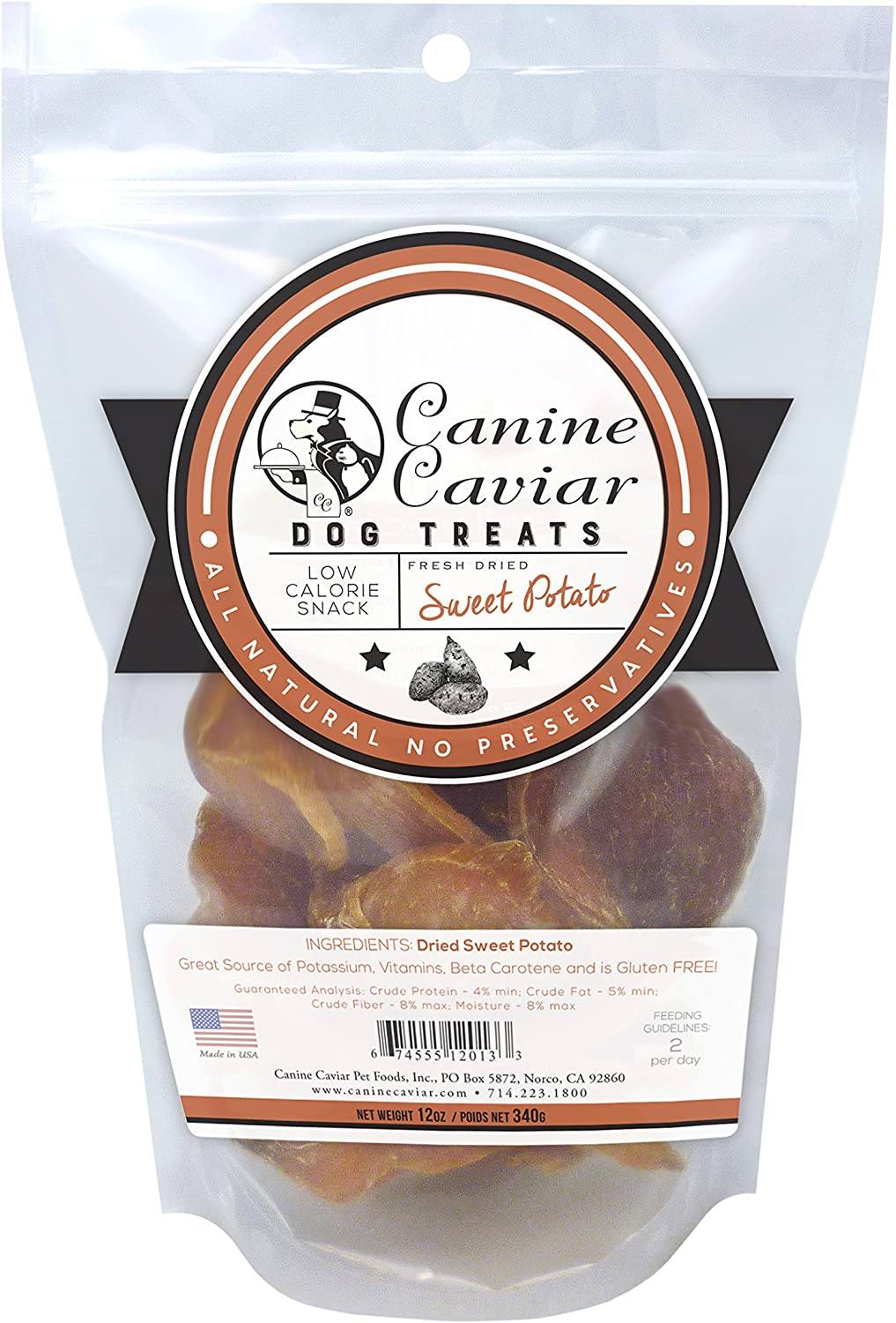 Canine Caviar Dried Sweet Potatoes Dehydrated Dog Treats - 12 oz  