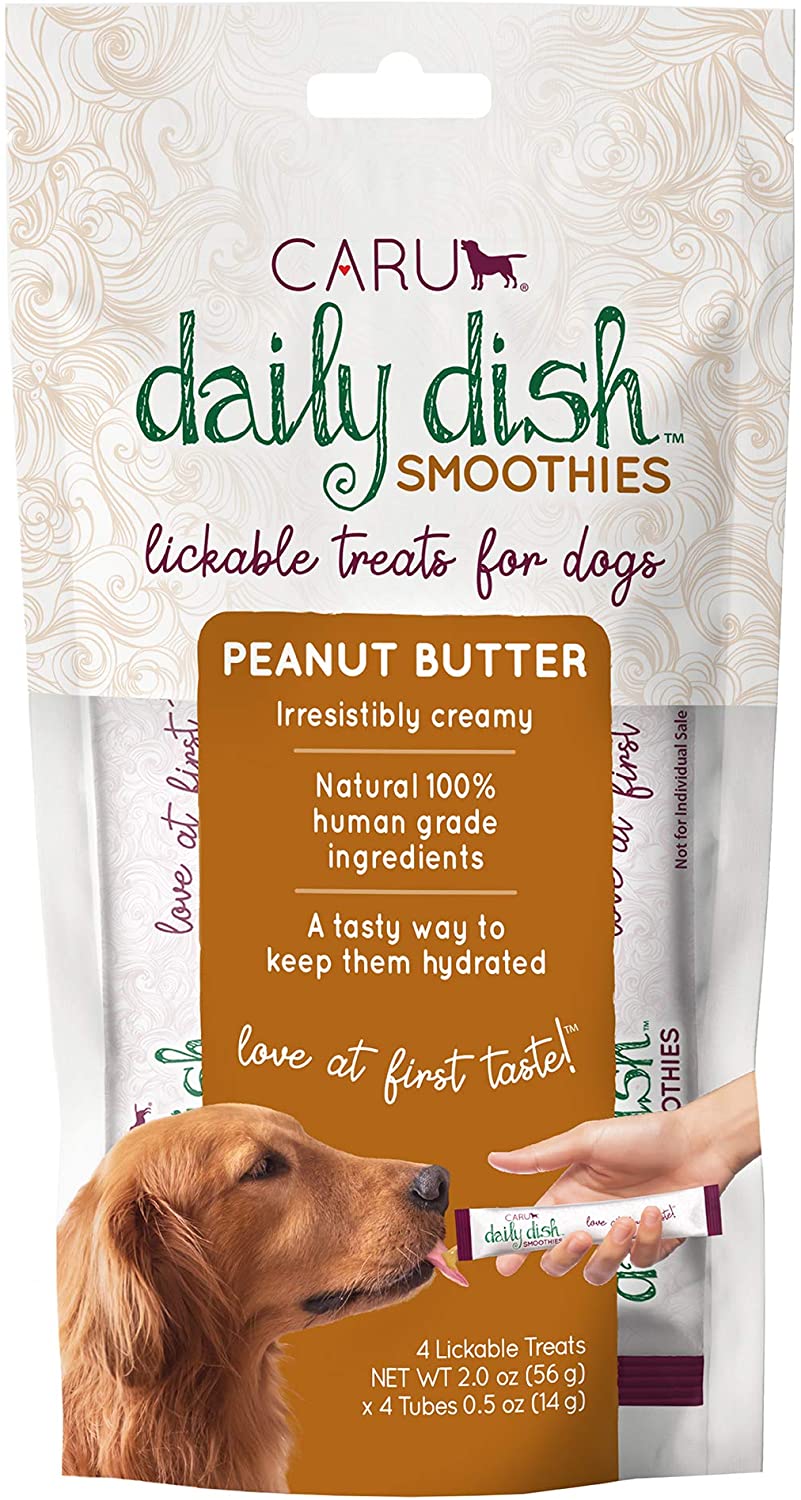 Caru Smoothies Peanut Butter Lickable Treats Dog Treats and Wet Dog Food - 2 oz - Case of 12