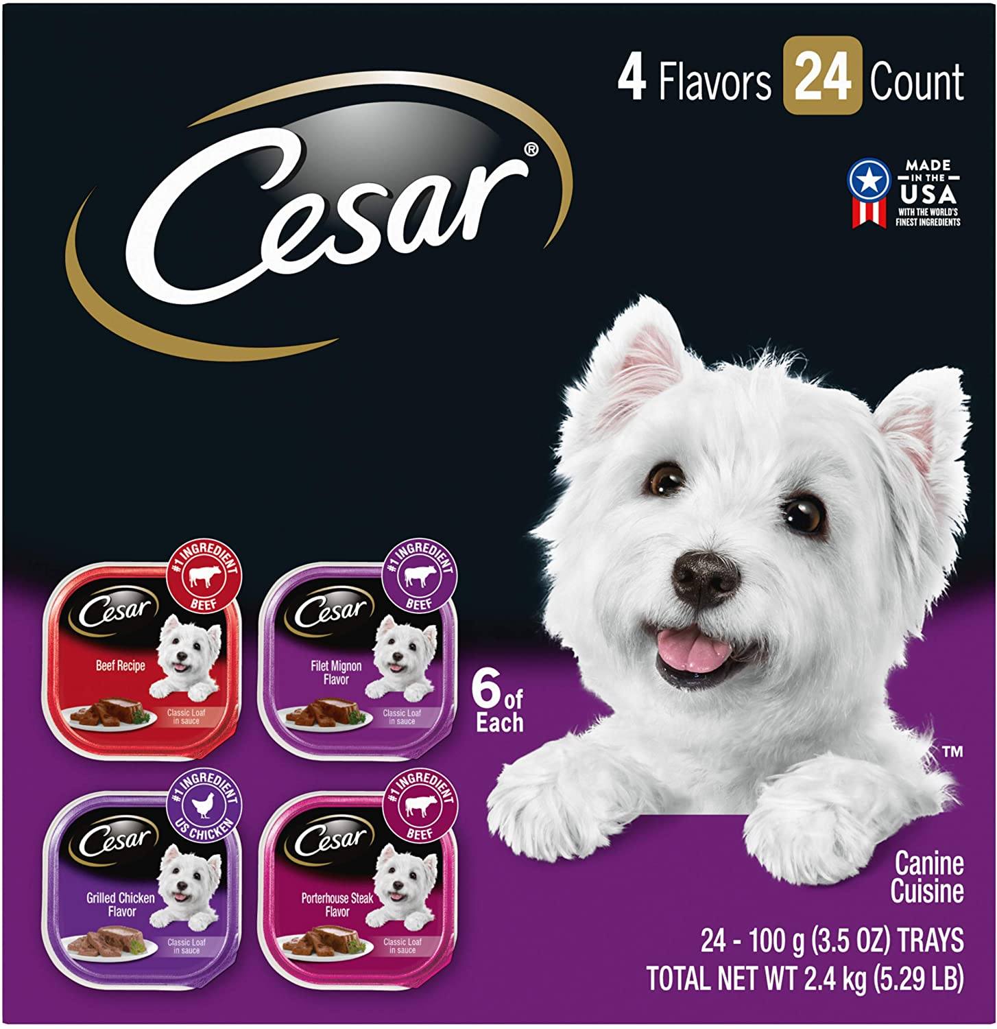 Cesar Canine Cuisine Classic Multi-Pack Wet Dog Food - 3.5 oz - Case of 24