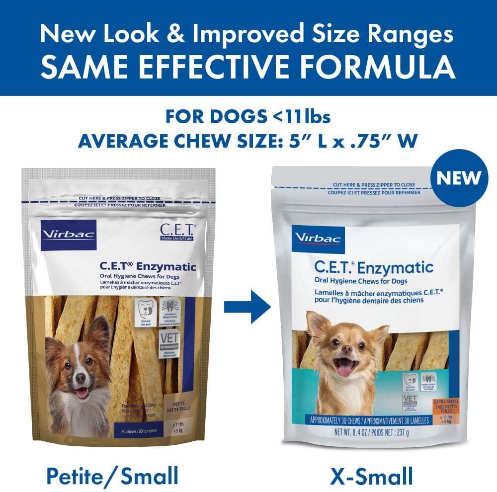 C.E.T. Enzymatic Oral Hygiene Chews for Dogs - Beef and Poultry - Extra Small - 30 Count