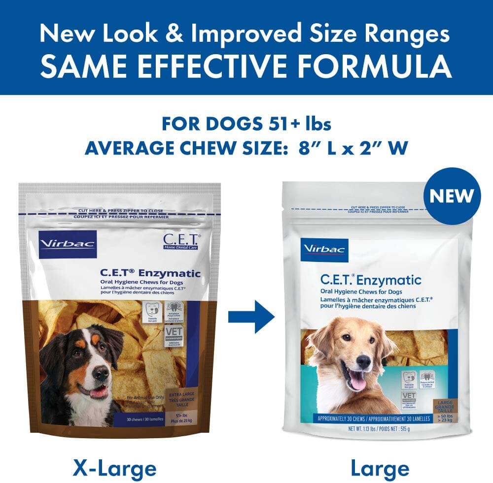 C.E.T. Enzymatic Oral Hygiene Chews for Dogs - Beef and Poultry - Large - 30 Count