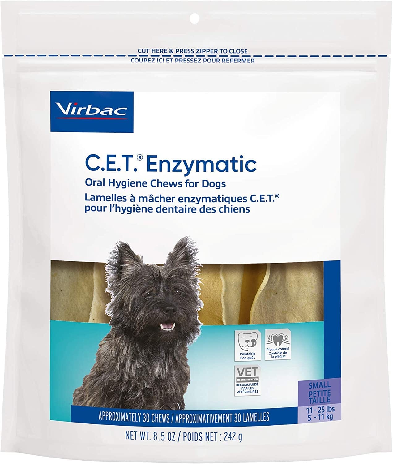 C.E.T. Enzymatic Oral Hygiene Chews for Dogs - Beef and Poultry - Small - 30 Count