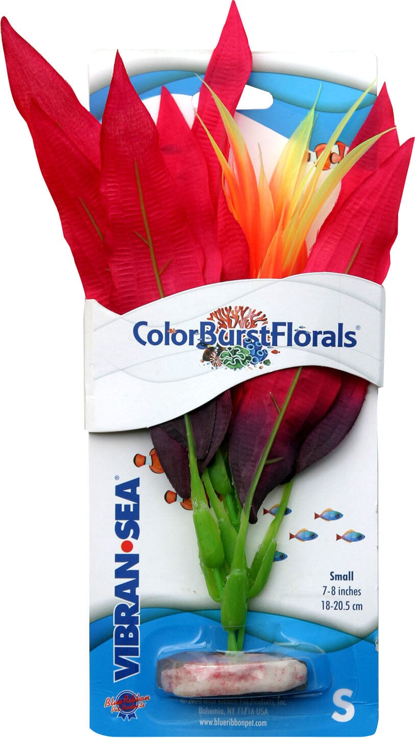 Colorburst Florals Amazon Sword Silk Style Plastic Aquarium Plant - Red - Small