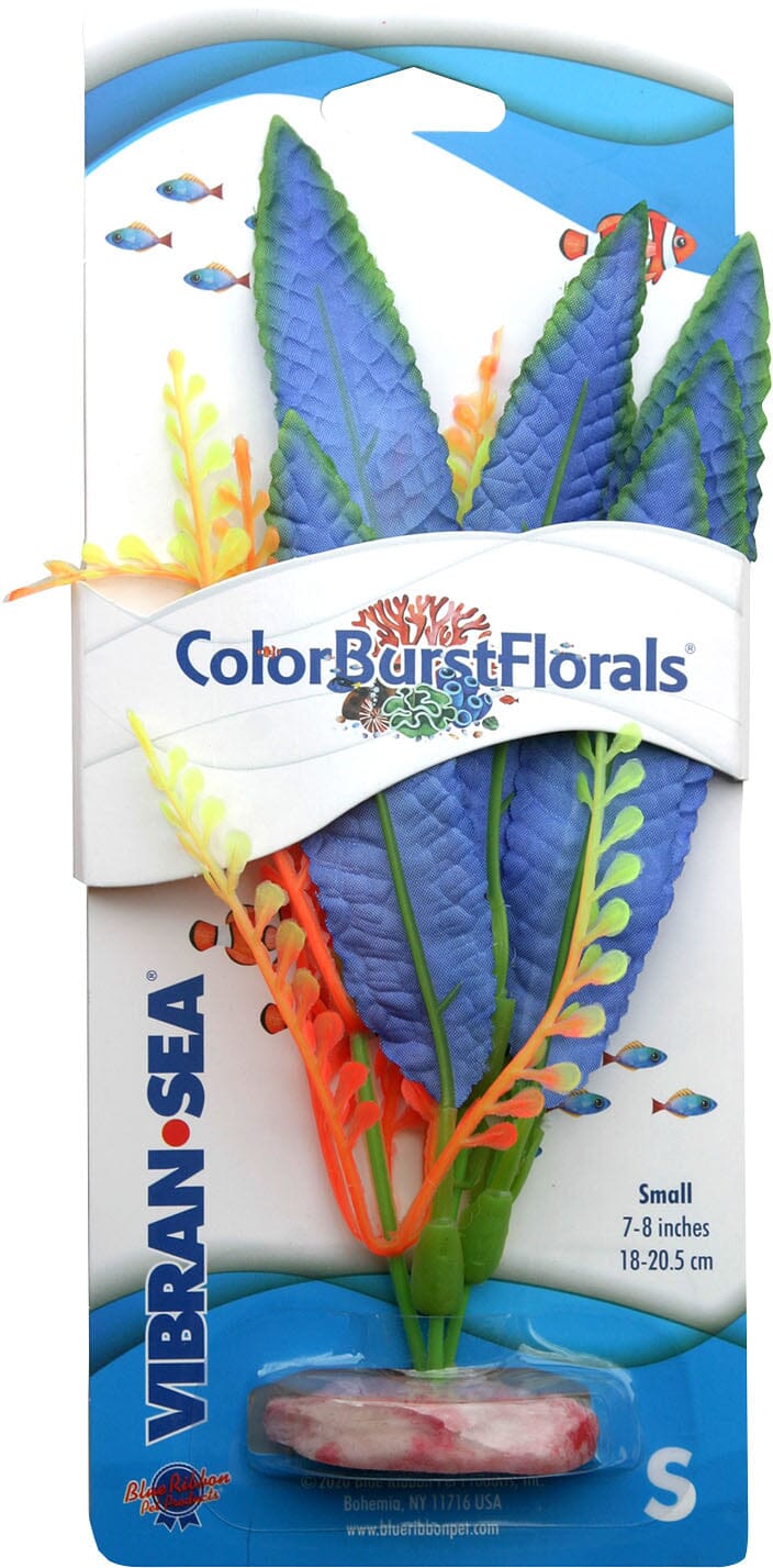 Colorburst Florals Crispus Silk Style Plastic Aquarium Plant - Blue - Small