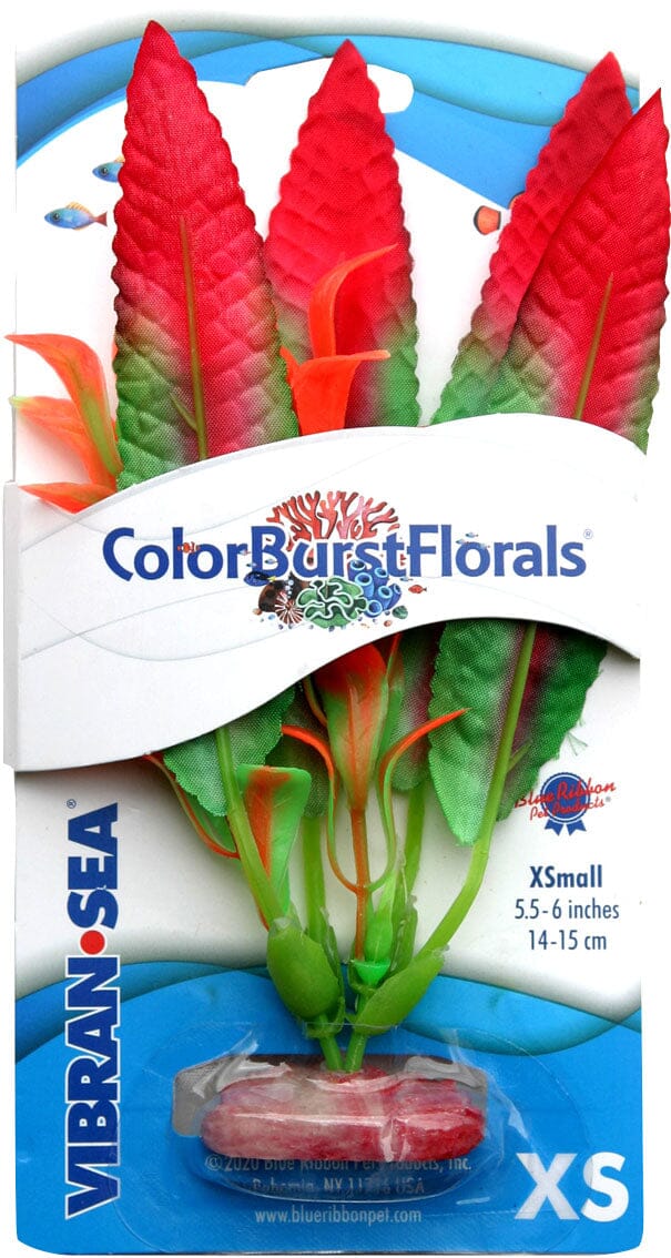Colorburst Florals Crispus Silk StylePlastic Aquarium Plant - Red - Extra Small