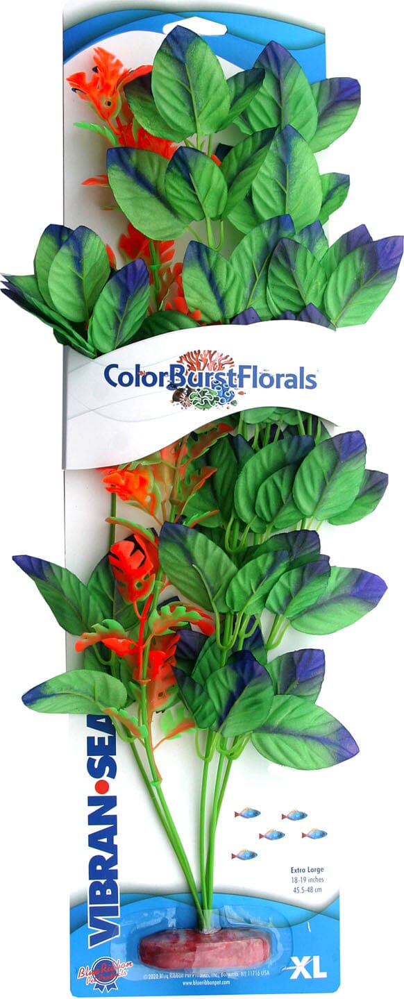 Colorburst Florals Melon Leaf Silk Style Plastic Aquarium Plant - Green - Extra Large