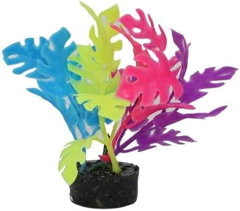 Colorburst Florals Philo Leaf Plastic Aquarium Plant - Glow - 1.25 X 1.25 X 3.25