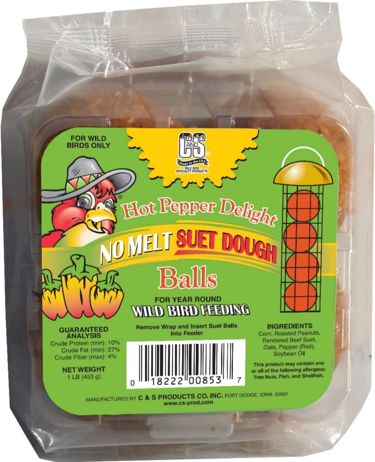 C&S Delight Dough Balls Wild Bird Food - Hot Pepper - 1 Lb