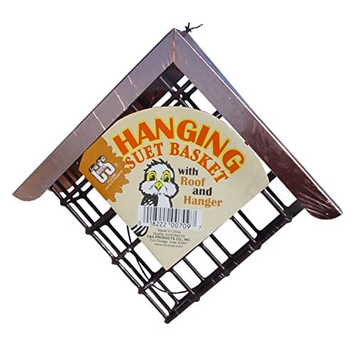 C&S Hanging Suet Basket with Roof Wild Bird Feeder - Black/Copper - 2 X 8 X 7 In