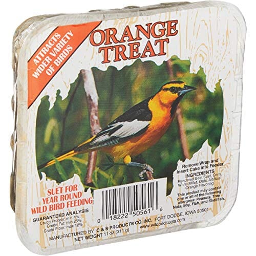 C&S Pictorial Label Suet Cakes Wild Bird Food - Orange - 11 Oz - 12 Pack
