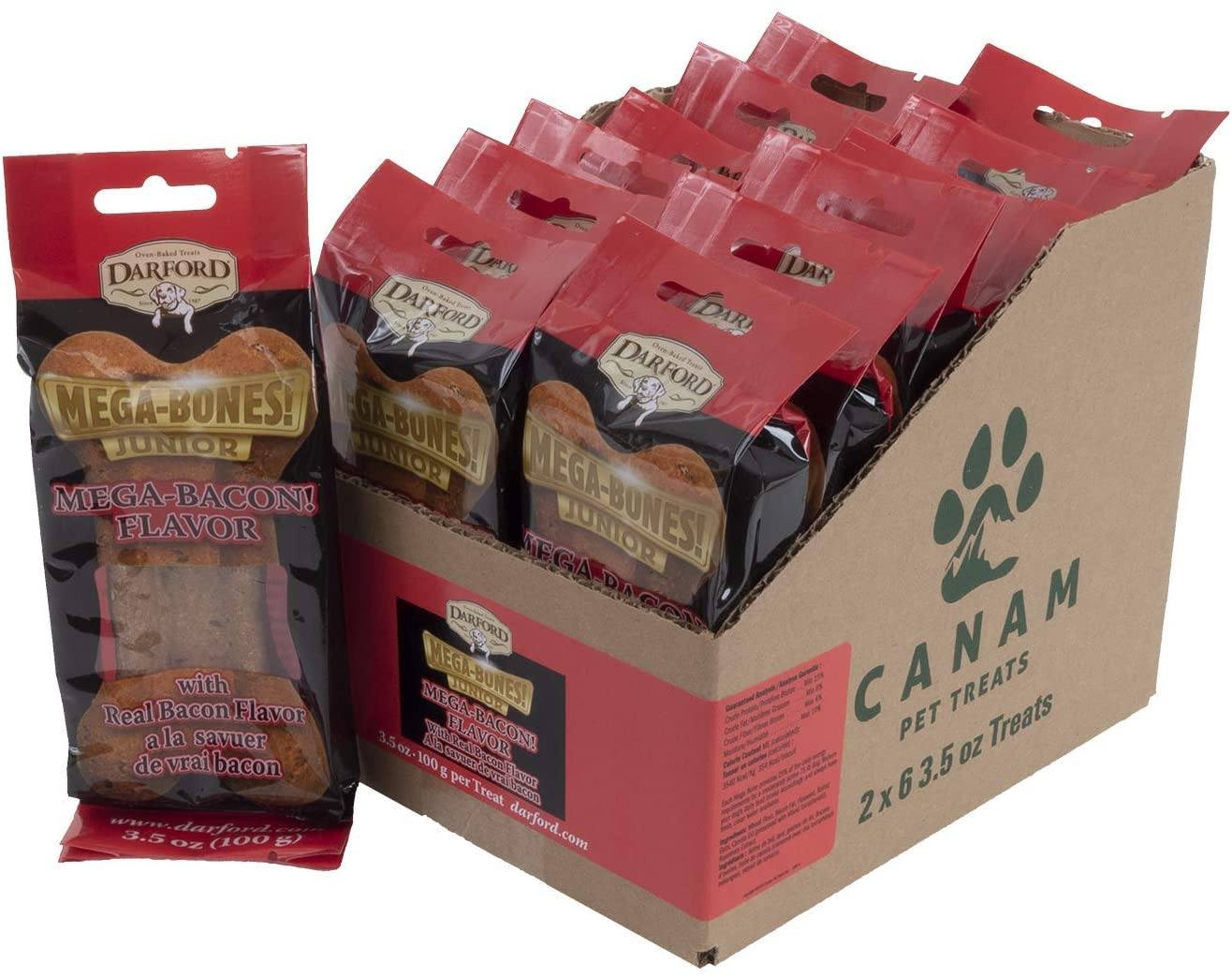 Darford Junior Mega Bacon Bones Display Box Dog Biscuits - 12 Count