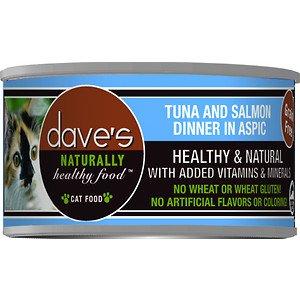 Dave's Pet Food Naturally Healthy Tuna & Salmon Dinner in Aspic Canned Cat Food - 3 oz Cans - Case of 24