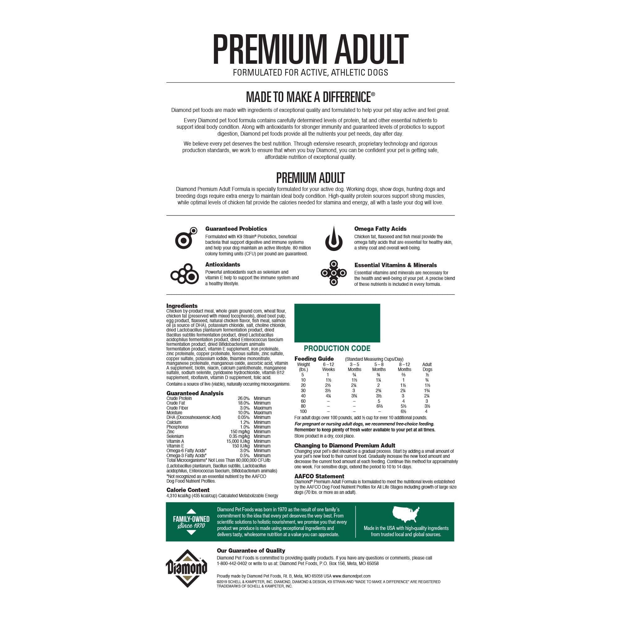 Diamond Pet Foods Premium Chicken Adult Dry Dog Food - 50 Lbs