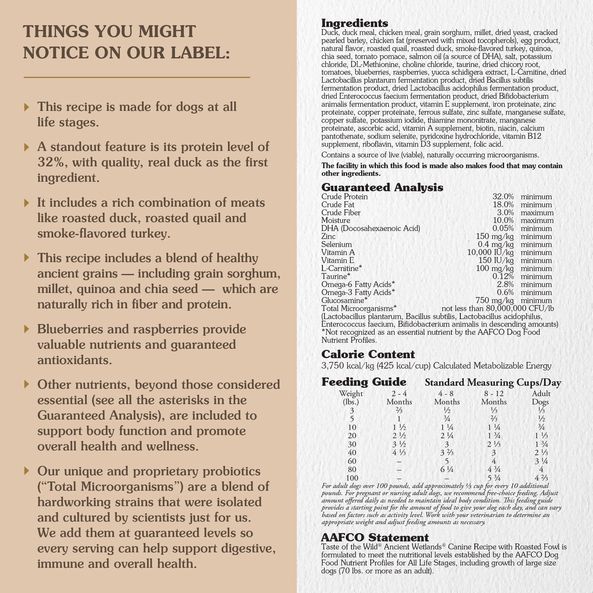 Diamond Pet Foods Taste of the Wild Roasted Fowl with Ancient Grains Wetlands Dry Dog Food - 5 Lbs