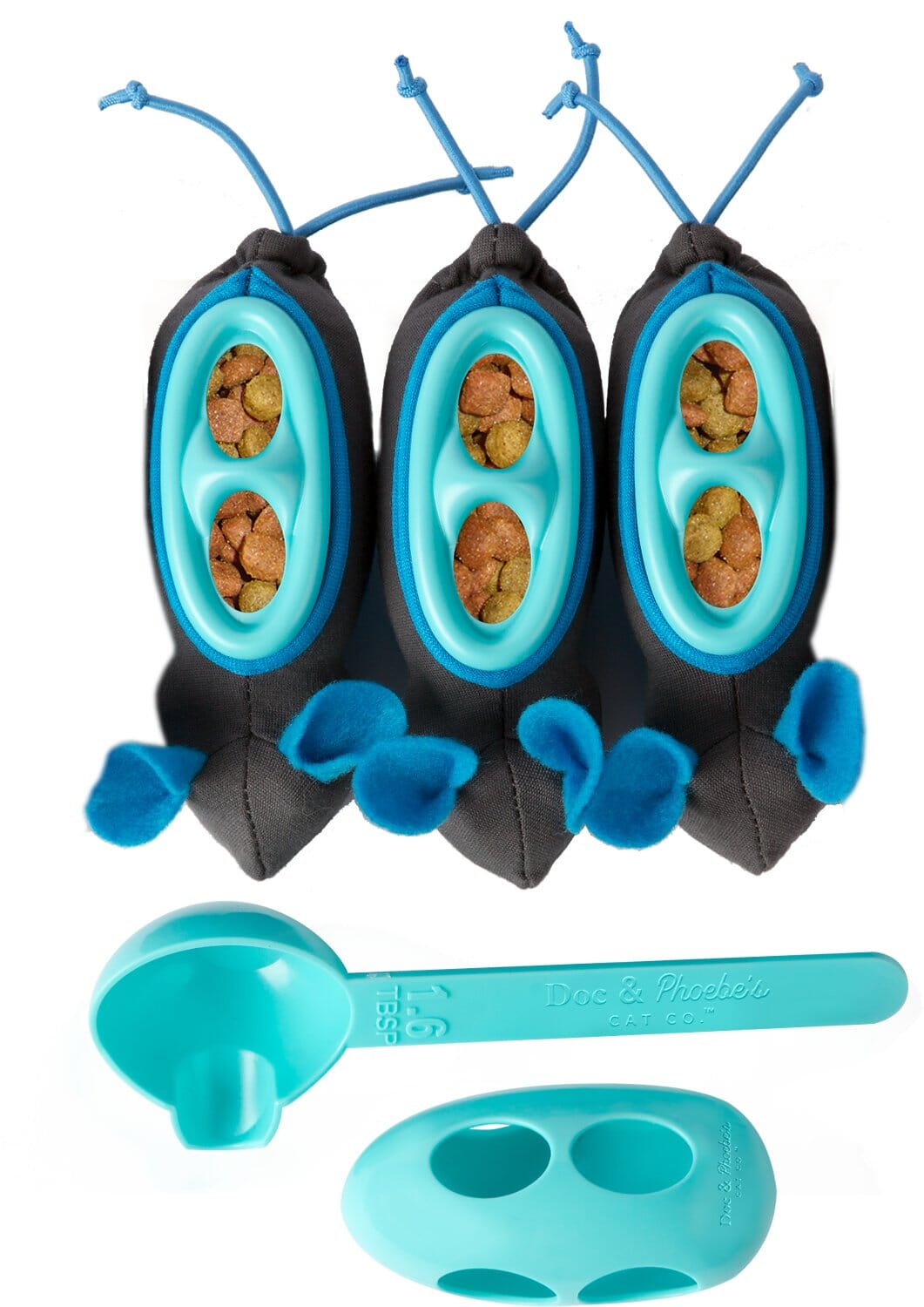 Doc & Phoebe Indoor Hunting Cat Feeder - Blue and Gray - 3 Pack