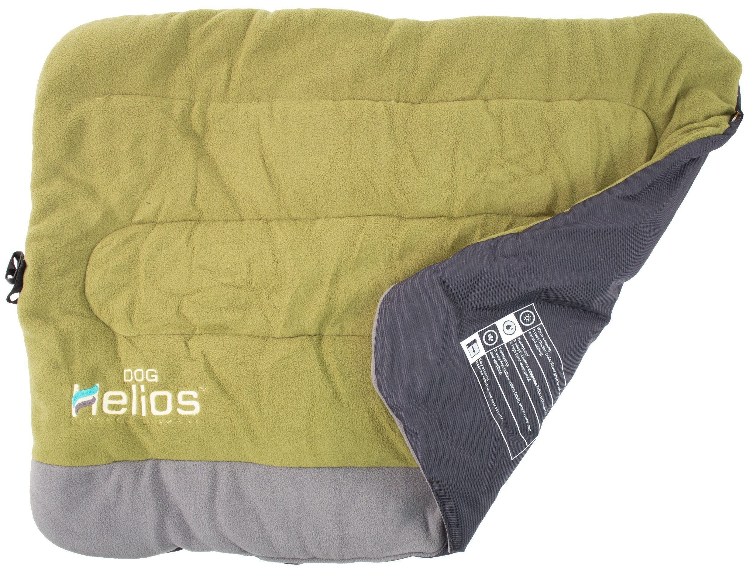 Dog Helios ® 'Combat-Terrain' Cordura-Nyco Reversible Nylon and Fleece Travel Camping Dog Bed Medium Olive Green, Grey