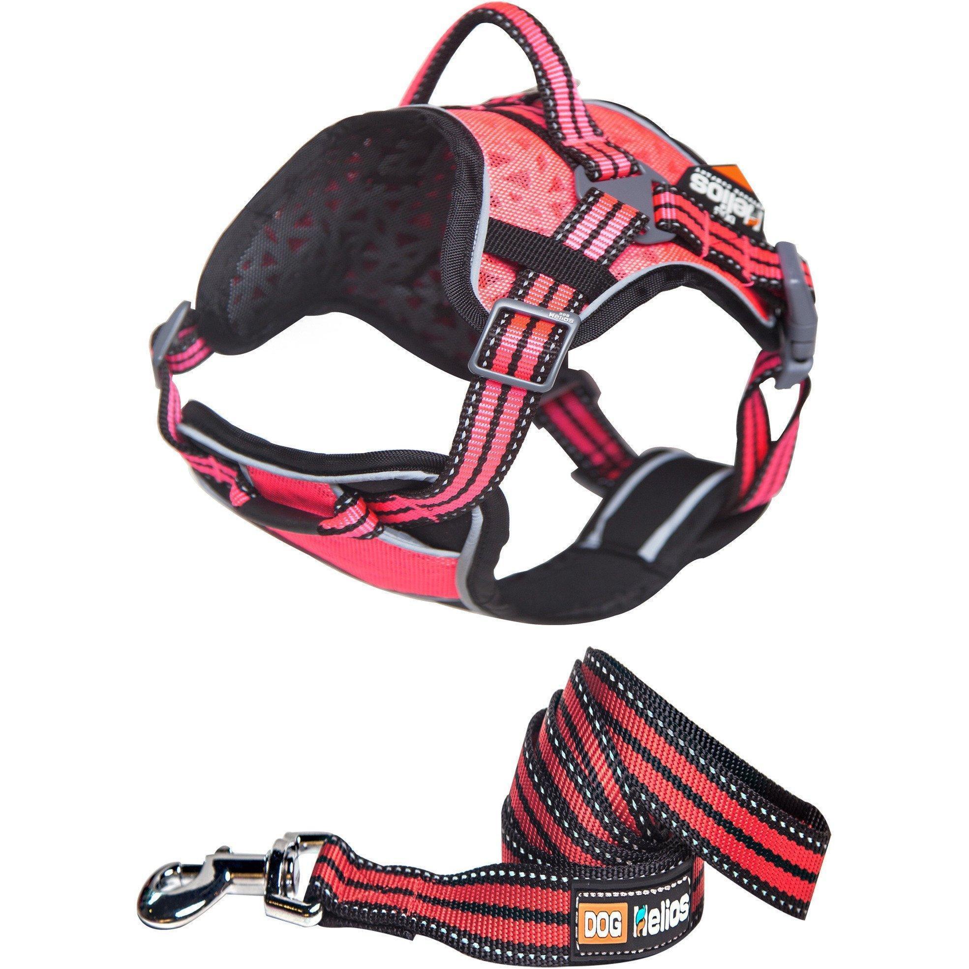 Dog Helios ® 'Journey Wander' Chest Compressive Sporty Adjustable Dog Harness and Leash Small Pink