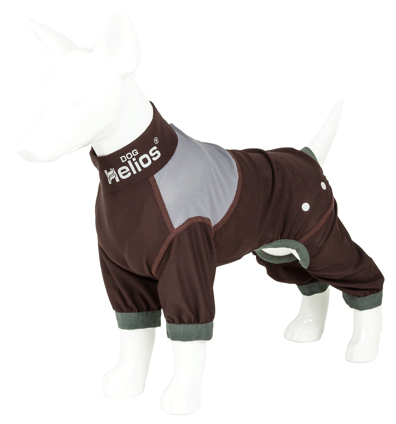 Dog Helios ® 'Tail Runner' Lightweight 4-Way-Stretch Breathable Yoga Dog Tracksuit X-Small Brown And Grey