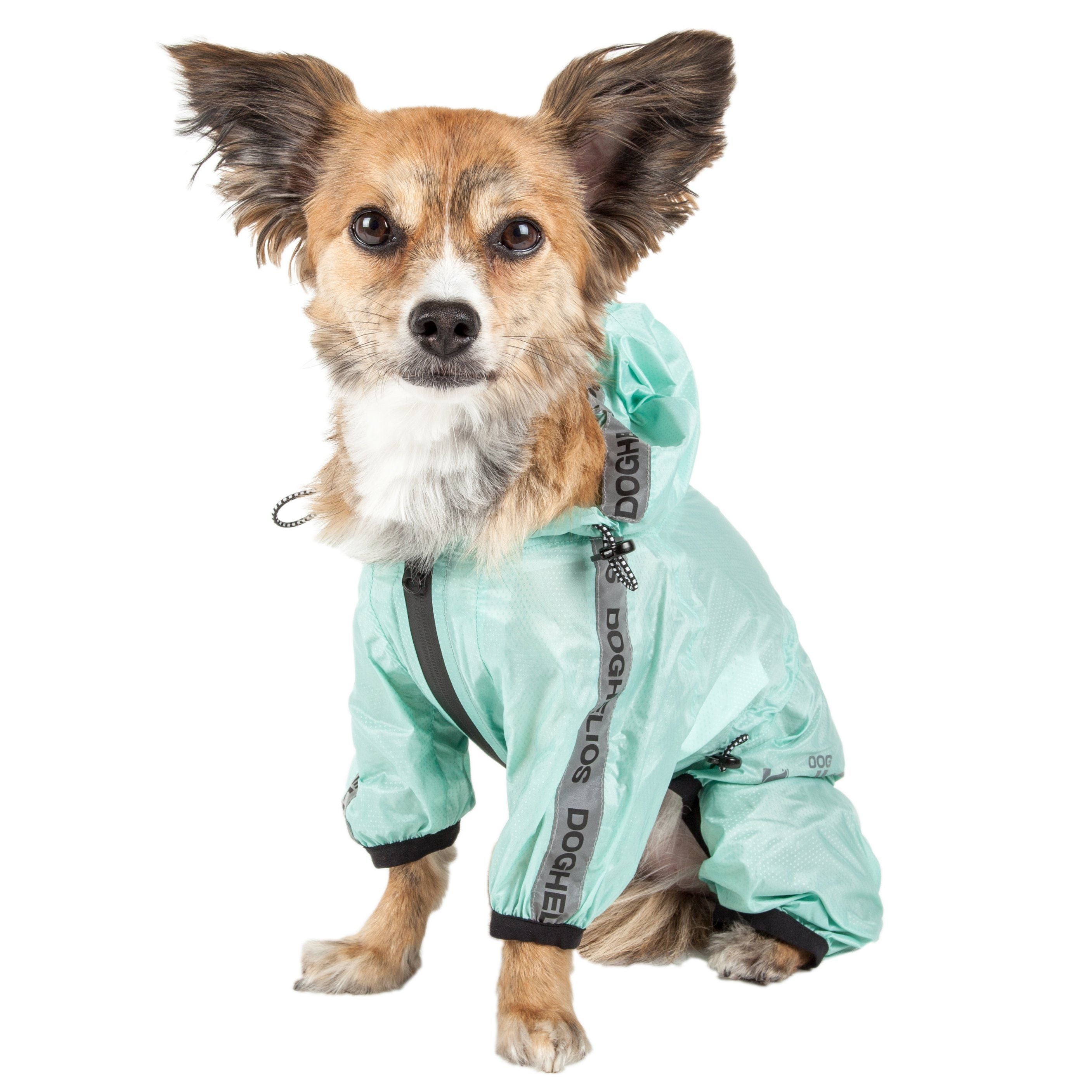 Dog Helios ® 'Torrential Shield' Waterproof and Adjustable Full Body Dog Raincoat X-Small Aqua Blue