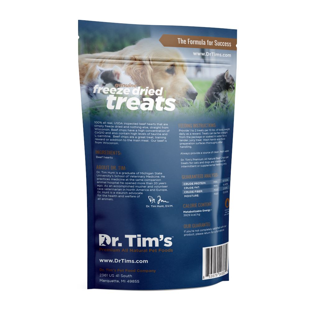 Dr. Tim's Freeze Dried Natural Beef Chips Dog and Cat Treats  